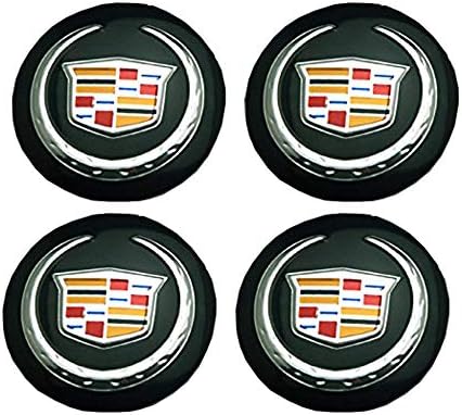 ROCK RARA 4pcs 56.5mm Wheel Logo Car Emblem Badge Sticker Decals Decorations for Cadillac (Black 5.65cm)
