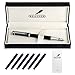 BEILUNER Luxury Fountain Pen Set [INTENSE BLACK] - Medium Point - Modern Classic Limited Edition - Includes 6 Ink Cartridges & Ink Refill Converter with Gift Case - Perfect for Men and Women