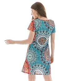 Vestidos de verano para dama, Swing suelto camisa vestidos con bolsillos playa cubierta liso Floral Midi Tank vestido