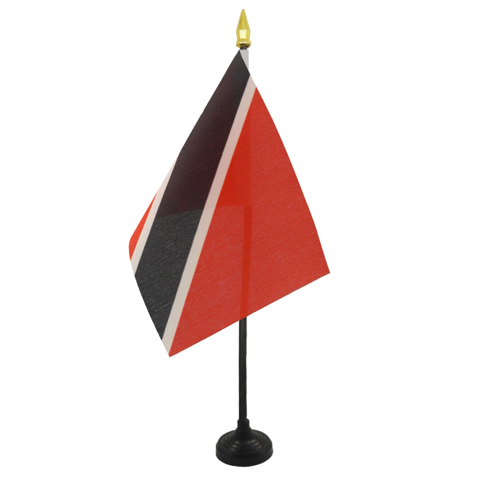 AZ FLAG - Trinidad and Tobago Table Flag 4'' x 6'' - Trinidadian Mini Desk Flag 100% Polyester 15 x 10 cm - Office Mini Banner with 10'' Pole - Golden Spear