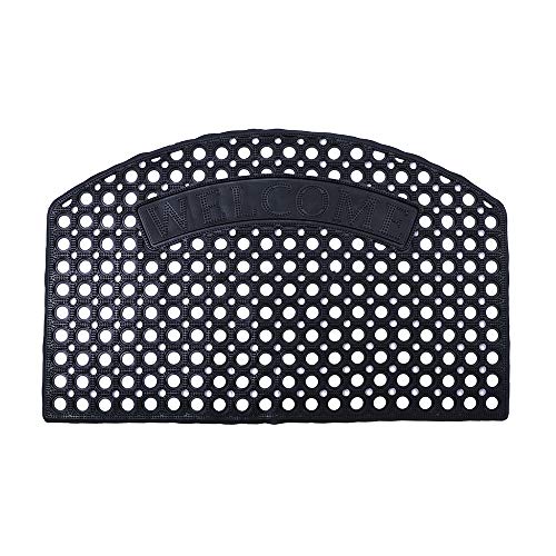 Rubber Door Mat Black Drainage Floor Mat Non Slip Heavy Duty Outdoor Entrance Doormat for Kitchen and Home, 20X 30