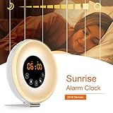 AK1980 Alarm Clock with Wake-up Light Sunrise Simulation and FM Radio Function for Kids Teens Aged Sportsman Worker Heavy Sleepers