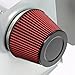 For Ford Mustang Silver Coated Aluminum Air Intake Pipe+Red Filter - V6