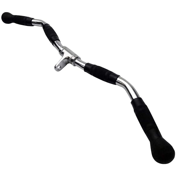 LAT BAR CABLE MACHINE ATTACHMENT, CURL PULLDOWN BAR WITH FULL ROTATION AND RUBBER HANDLE FOR GYM, STRENGTH WORKOUT, BODY TRAINING, MUSCLE BUILDING, 30 INCH
