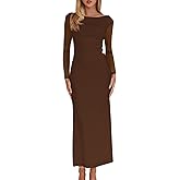 Nsbonu Women's Bodycon Ruched Mesh Long Sleeve Maxi Dress Sexy Elegant Cocktail Party Formal Long Dresses
