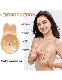 Reusable Lift Self Adhesive Pushup Invisible Bra, Sticky Silicone Nipple Covers Backless Strapless Bra for Women(2 Packs)