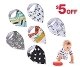 ULTRA ABSORBENT Baby Bandana Drool Bibs, 6 Pack Organic Cotton Bibs for Boys and Girls, Cute Baby Bibs Set With Cloth Bundle Strip