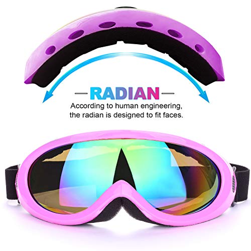Rngeo Ski Goggles, Pack of 2, Snowboard Goggles for Kids, Boys & Girls, Youth, Men & Women, with UV 400 Protection, Wind Resistance, Anti-Glare Lenses, 2018 New Edition