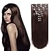 HEESAGA Clip in Hair Extensions Real Human Hair for Women Beauty 20 Inch 160 Grams/5.6 Ounce 10 Pieces with 22 Clips per Set (#2 Dark Brown)