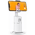 Auto Face Tracking Phone Holder, No App Required, 360° Rotation Face Body Phone Tracking Tripod Smart Shooting Camera Mount for Live Vlog Streaming Video, Rechargeable Battery-White