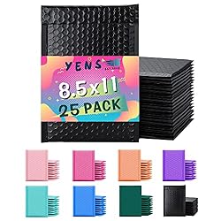 Yens Poly Bubble Mailers 8.5x12 25 Pack Black