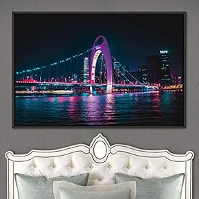 signwin Framed Canvas Wall Art City Illuminations Aerial...