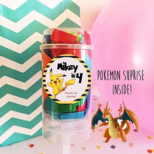 Set of 6 - Pokemon Party Favors - Pokemon Surprise - Confetti Surprise Push Pop - Birthday Party Favors