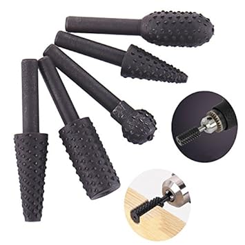 Generic 5pcs HSS Power Woodworking Rasp sel Shaped Rotating Embossed Grinding Head Tool Engraving Pattern Cutter Milling Drill Bit