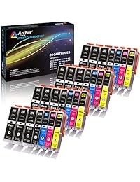 Arthur Imaging paquete de 28 repuestos de cartuchos de tinta compatibles para 250XL, 251XL (12 grandes de color negro, 4 pequeños de color negro, 4 de color cian, 4 de color magenta, 4 de color amarillo, paquete de 28 cartuchos)., negro cian magenta amari