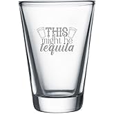 Hat Shark Funny Shot Drink Quote - Shot Glass Sets, 1.75oz Laser Etched Engraving Glassware Gift For Home Bar, Men, Women, Birthdays, or Decor (This Might Be Tequila (SINGLE))