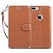 iPhone 7 Plus Case, TUCCH iPhone 7 Plus Leather Case Premium PU Leather Magnetic Folio Flip Cover with [Kickstand][Card Slots] Wrist Strap Case, Brown