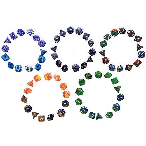 image for Agogo Polyhedral Dice Set 9x7-Die Series Two Colors for Dungeons and D