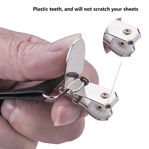 Adjustable Bed Sheet Fasteners Suspenders - 8 Packs of Sheet Suspenders Gripper Holders Elastic Straps Clips for Various Bed Sheets,Mattress Covers, Sofa Cushion(Black)