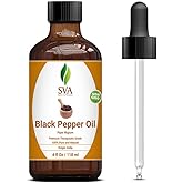 SVA Black Pepper Essential Oil – 4 Fl Oz – 100% Natural Black Pepper Oil - for Diffuser, Hair Care, Face, Skin Care, Aromathe