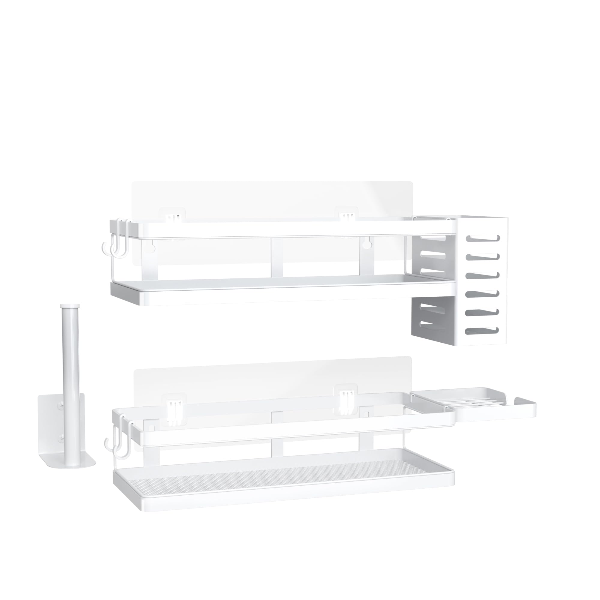 PUSDON Metal Wall Hanging Basket 2 Packs DIY Suitable for Multiple Scenes - Middle White Guardrail Suit Image