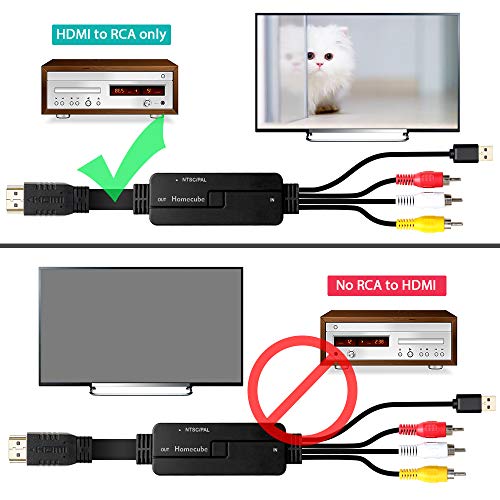 HDMI to AV Adapter, Homecube HDMI to RCA Converter Video Audio Cable Adapter with HDMI Coupler Support PAL/NTSC for Fire Stick, TV/STB/Blu-ray DVD/Xbox/PS3 PS4 - Thumbnail 5