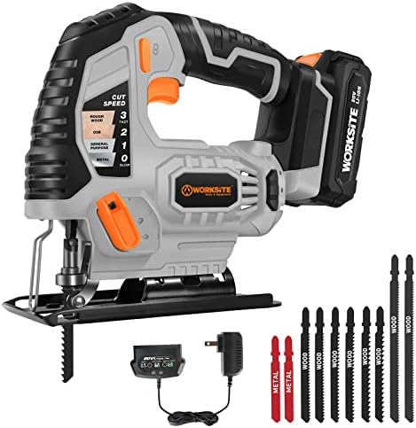 Upgraded Brushless Electric Jigsaw Tool, 400W 3000 SPM 21V Cordless Jigsaw With Battery And Charger, LED Light, 8PCS Blades, -45° To +45° Bevel Cutting Powerful Jig Saw Cutter For Wood Metal Cutting