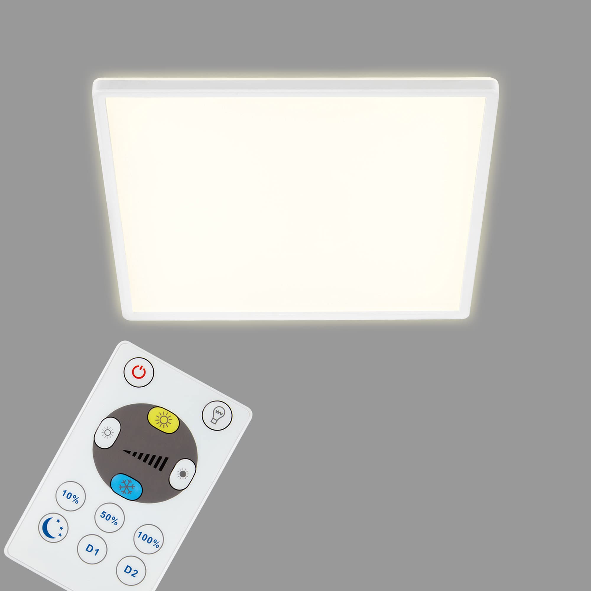 BRILONER Leuchten LED Panel Ceiling Light Dimmable Ceiling Light with Backlight with Remote Control 22 Watt 3000 Lumen White 420 x 420 x 29 mm (L x W x H)