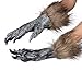 LUCKSTAR Wolf Gloves - Halloween Latex Wolf Gloves Scary Hairy Hands Werewolf Paw Party Costumes Props for Halloween and Cosplay Costume Party Christmas (Black)