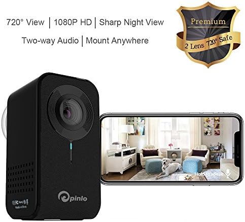Home Security Camera, Nanny Cam for Baby/Kid/Pet/Porch 1080P 720° View 2 Lens Home Monitor Mount Anywhere Motion Detect Cam Night Vision 2Way Audio CloudStorage Remote Control with ios Android PC App