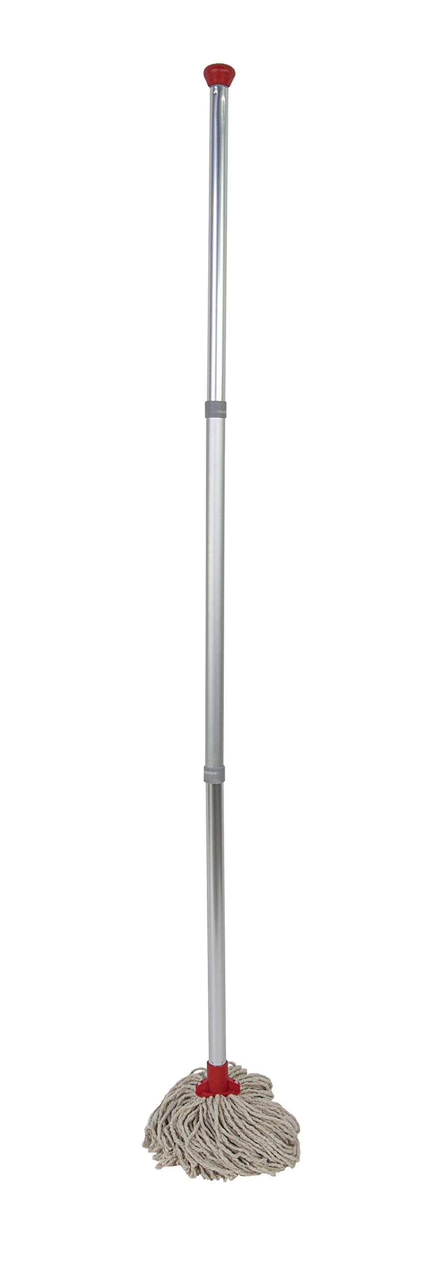 Discounted Cleaning Supplies Professional Mop Kit - Red, 14" Aluminium Handle, 2 x 100% Recycled Cotton Yarn Mop Heads, CHSA Approved, for Floor, Wood, Tile, Marble & More