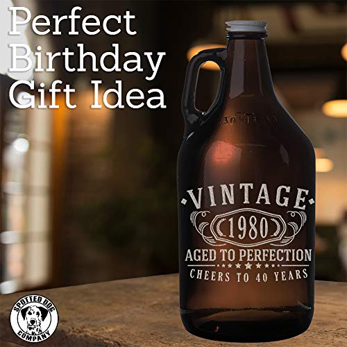2 Vintage+Etched+Amber+Glass+Growler