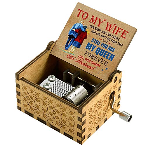 Hefonti Music Box Gift for Wife - Valentine Anniversary Christmas Birthday Gift to Wife Girlfriend from Husband Boyfriend Romantic Hand Crank Musical Box Play You are My Sunshine