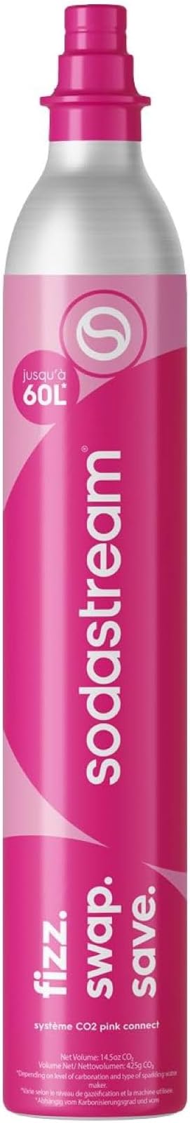 SodaStream CO2 Cylinder Quick Connect 60 L Pink for Terra Duo Art
