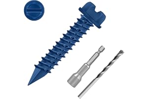 Etauwe 1/4" x 1-1/4" Blue Hex Head Concrete Screw Anchor Kit for Anchoring to Masonry, Block or Brick, 100 PCS