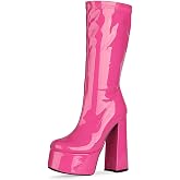 MeiLuSi GoGo Boots for Women Platform Knee High Boots Chunky Block 90s 70s Go Go Disco Shoes