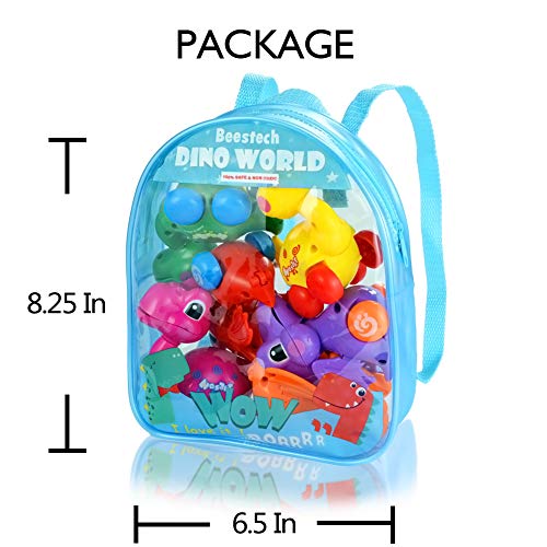 Dinosaur Toys for 3 Year Olds, 6-Pack Wind-up Pull-Back Dinosaur Cars Toys for 2,3,4,5,6 Years Old Boys Girls Toddlers Kids, Dinosaur Birthday Party Supplies Favors, Gift Idea with Dinosaur Backpack