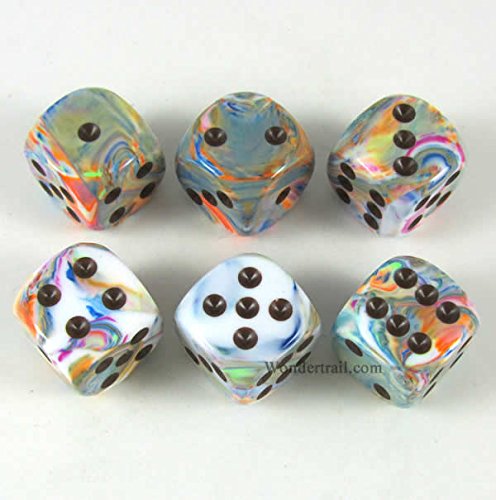 Festive Vibrant with Brown Pips 16mm d6 6 Dice Set WCX27641E6 Wondertrail