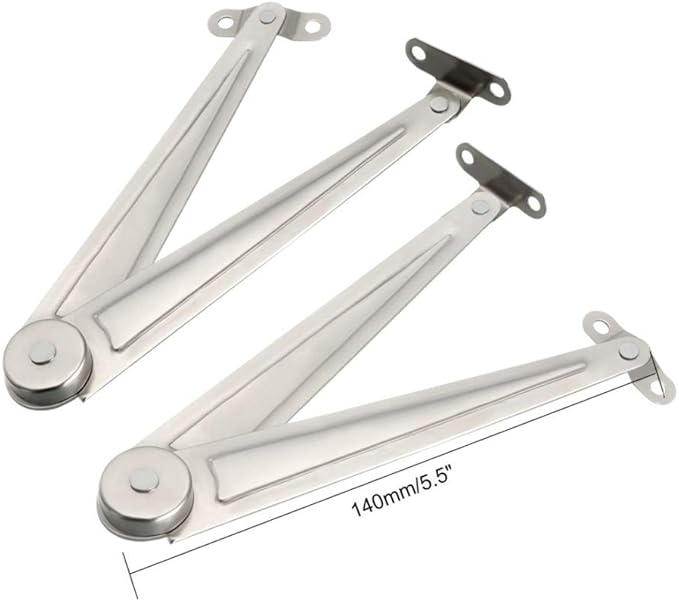 1Pair 10Inch Furniture Lid Hinge Bracket 180 Degree 1.5mm