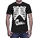 Mens Skeleton With Pizza And Beer - Halloween T-shirt