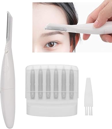 Amazon Co Jp ポータブル眉かみそり 女性用眉毛トリマー ステンレススチールブレードメイクアップツール付き電動ヘアリムーバーセット 白い ビューティー