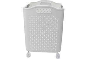 Nurnesy Foldable Laundry Hamper Hollow Out Plastic Laundry Basket with Handles Space Saving Basket with Universal Wheels for 