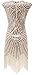eforpretty Womens 1920s Diamond Sequined Embellished Fringed Flapper Dress(Large),Beige