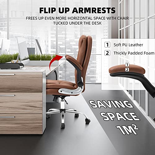 SEATZONE Ergonomic Office Chair High Back Comfy Desk Chair with Flip