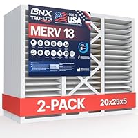 BNX TruFilter 20x25x5 (19.88’’ x 24.75’’ x 4.38‘’ Honeywell Compatible 4”) MERV 13 Air Filter (2-Pack) - MADE IN USA - HVAC AC Furnace Filters Health, Allergies, Mold, Bacteria, Smoke, MPR 1900 FPR 10
