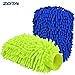 Car Wash Mitt, 2-Pack Regular Size(10 ) Microfiber Wash Mitt, Double Sided/ High Density Chenille Scratch-Free Waterless Car Wash Glove by ZOTA