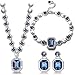 QianseRoyal Style Necklace Bracelet Earrings Fashion Jewelry Set Made with Navy Swarovski Crystals