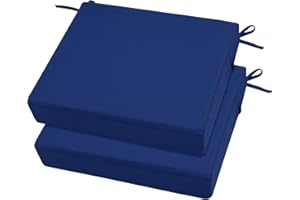 idee-home Outdoor Chair Cushions Set of 2, 3" Thick Outdoor Cushion Seat Cushion Waterproof Patio Furniture Cushions with Ties, Indoor Dining Chair Pads 18.5" x 16" x 3" Dark Cerulean