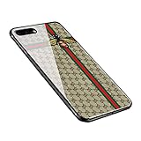 Anyos iPhone 7plus 8 Plus Case, Tempered Glass Pattern Painted Mirror Bumper Cover for iphone7 8plus (Light Bee Lattice)