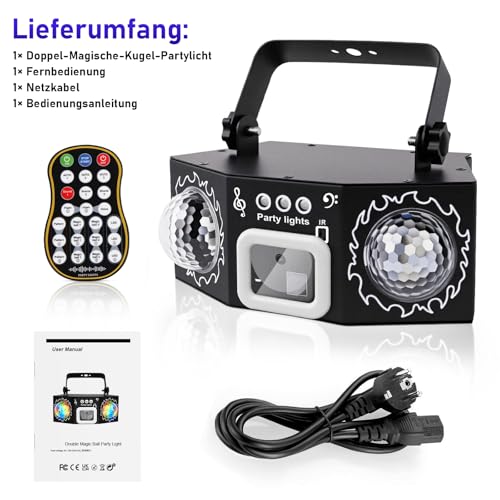 Vicalo Disco Licht mit Dual Disco Bällen – RGB Sound-aktivierte Partylichter, Stroboskop Effekt Licht für DJ, KTV, Club, Weihnachtsfeier